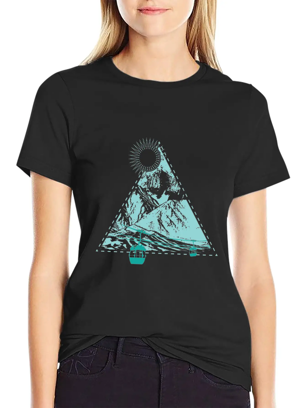 Mountains Sun Gondola Ski Nature Triangle Free Gif Classic Cotton Tee – Unisex Comfort For Any Season