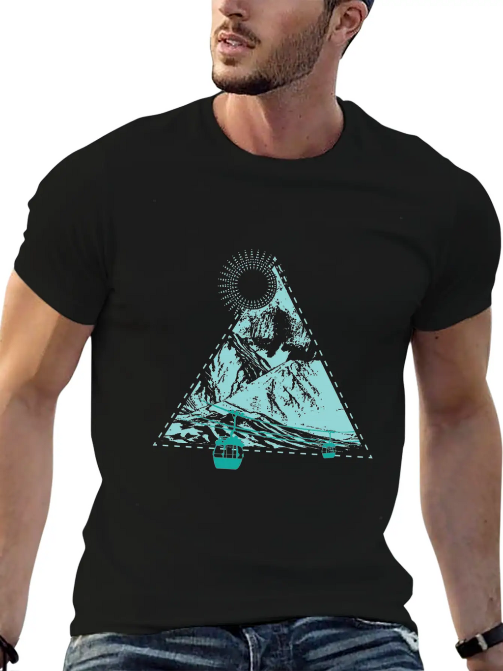 Mountains Sun Gondola Ski Nature Triangle Free Gif Classic Cotton Tee – Unisex Comfort For Any Season