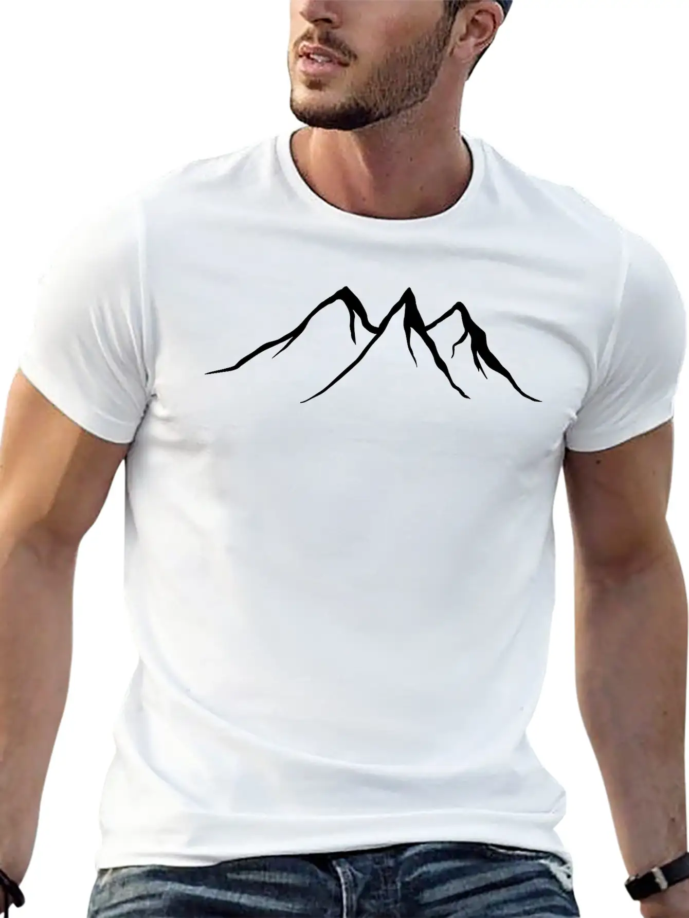 Mountains, Wildlife, Nature, Outdoor, Icons, Gold Unisex Casual T-Shirt – Clean Design For Daily Comfort