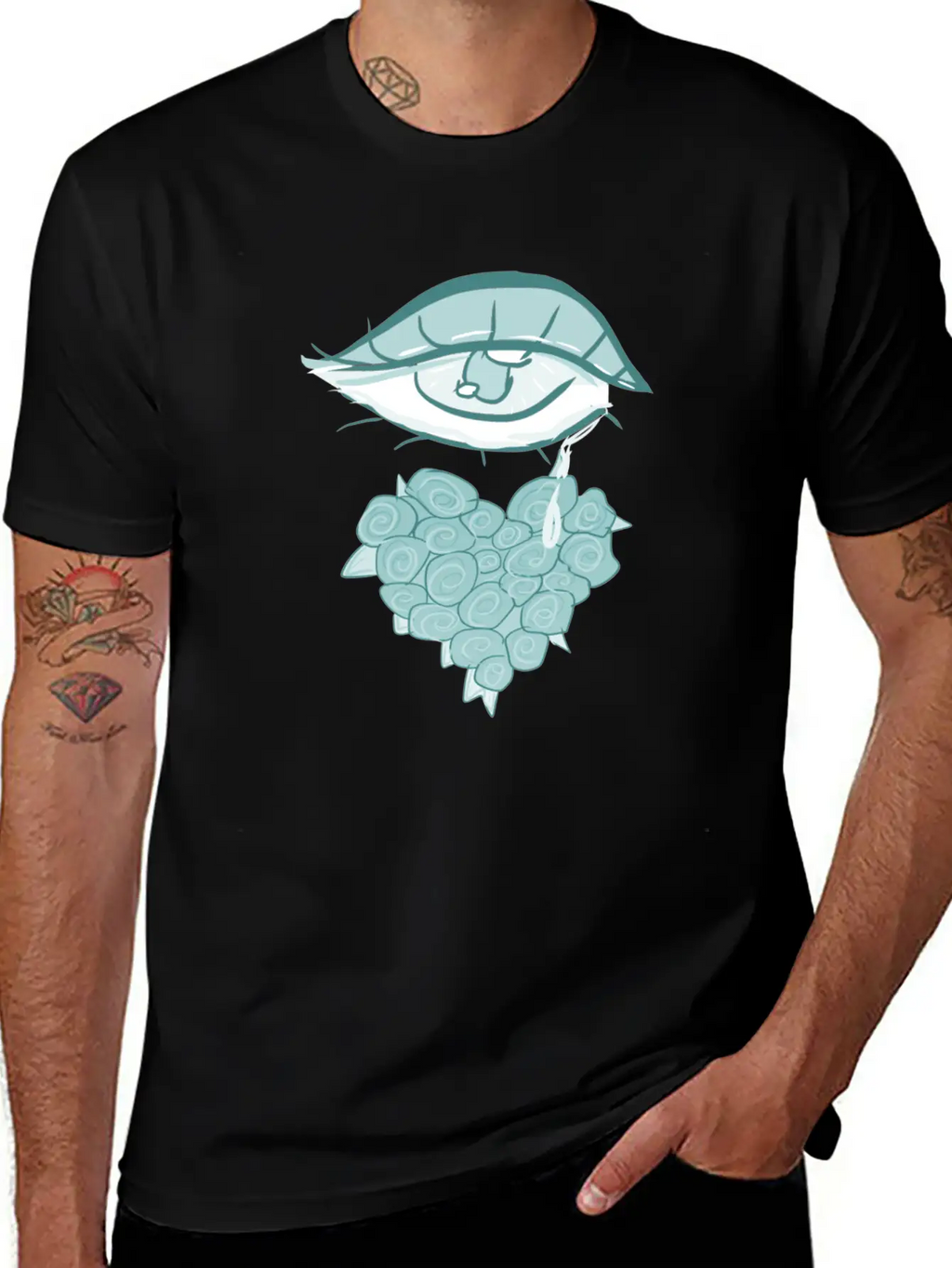 Mourning Flowers Tears Roses Heart Eye Essential Cotton Tee For Daily Outfits – Unisex Style