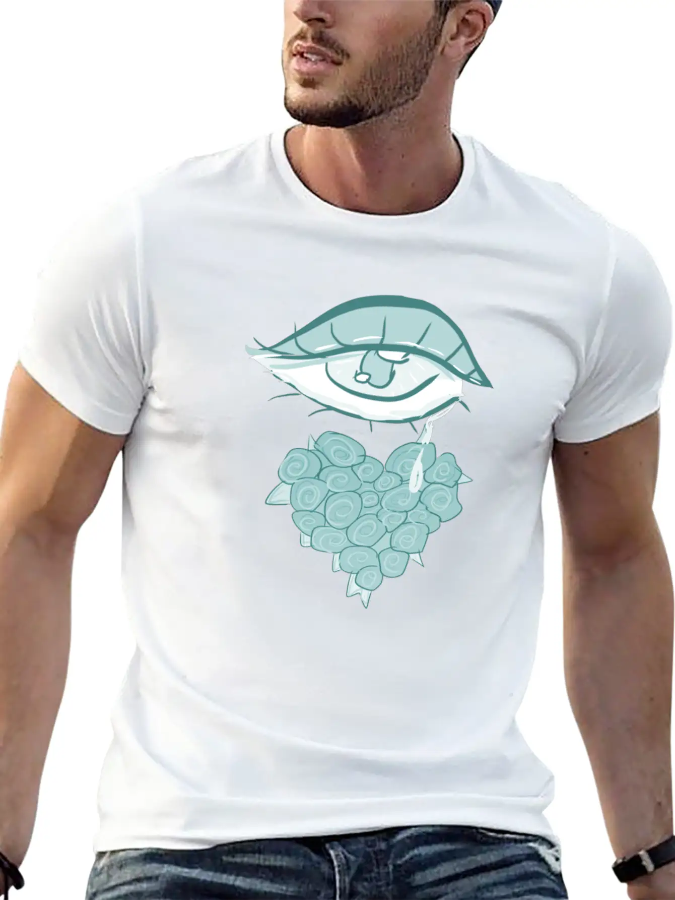 Mourning Flowers Tears Roses Heart Eye Essential Cotton Tee For Daily Outfits – Unisex Style