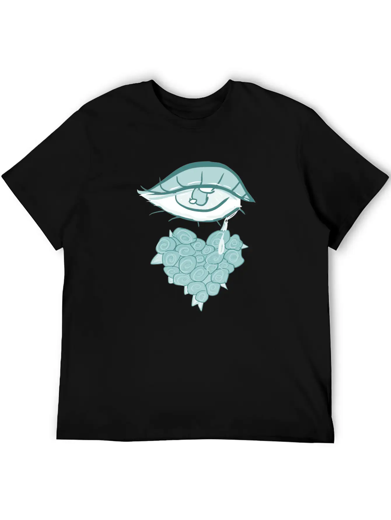 Mourning Flowers Tears Roses Heart Eye Essential Cotton Tee For Daily Outfits – Unisex Style
