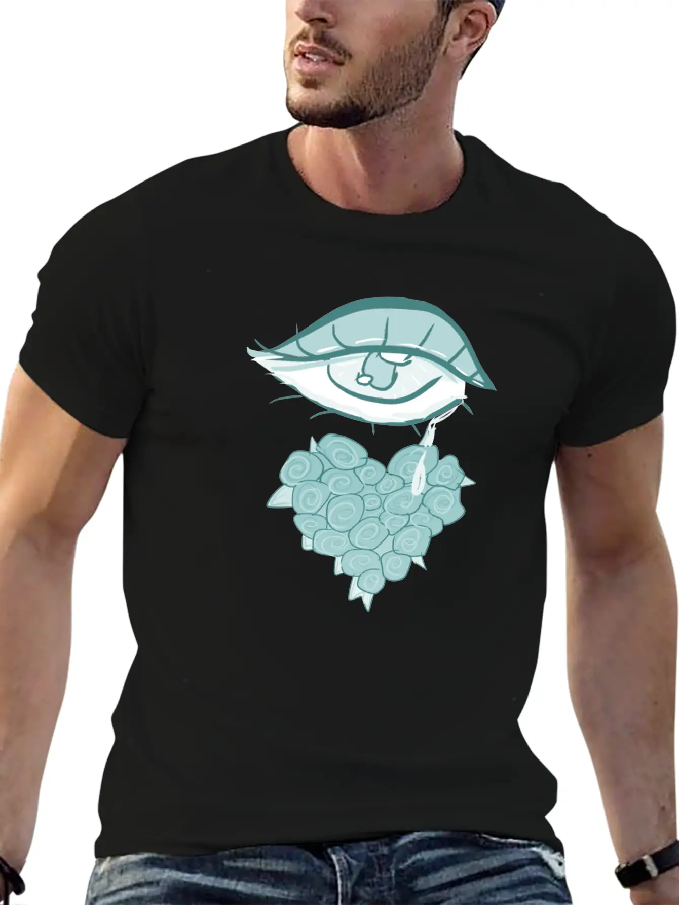 Mourning Flowers Tears Roses Heart Eye Essential Cotton Tee For Daily Outfits – Unisex Style