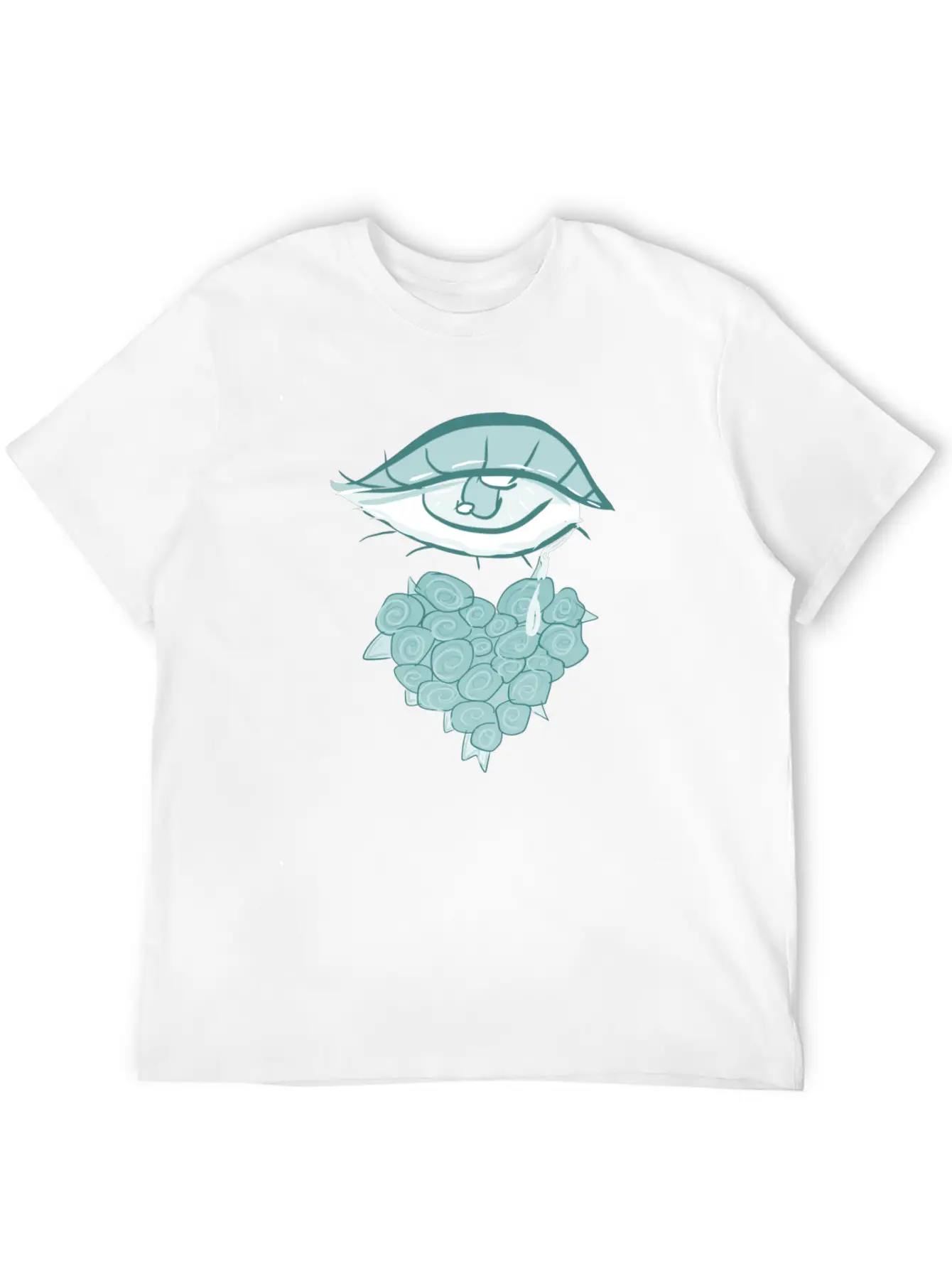 Mourning Flowers Tears Roses Heart Eye Essential Cotton Tee For Daily Outfits – Unisex Style