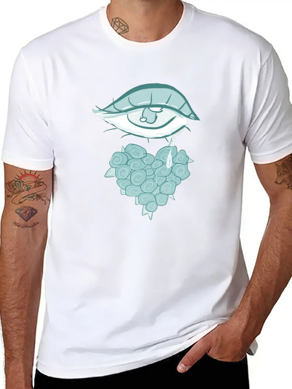 Mourning Flowers Tears Roses Heart Eye Essential Cotton Tee For Daily Outfits – Unisex Style
