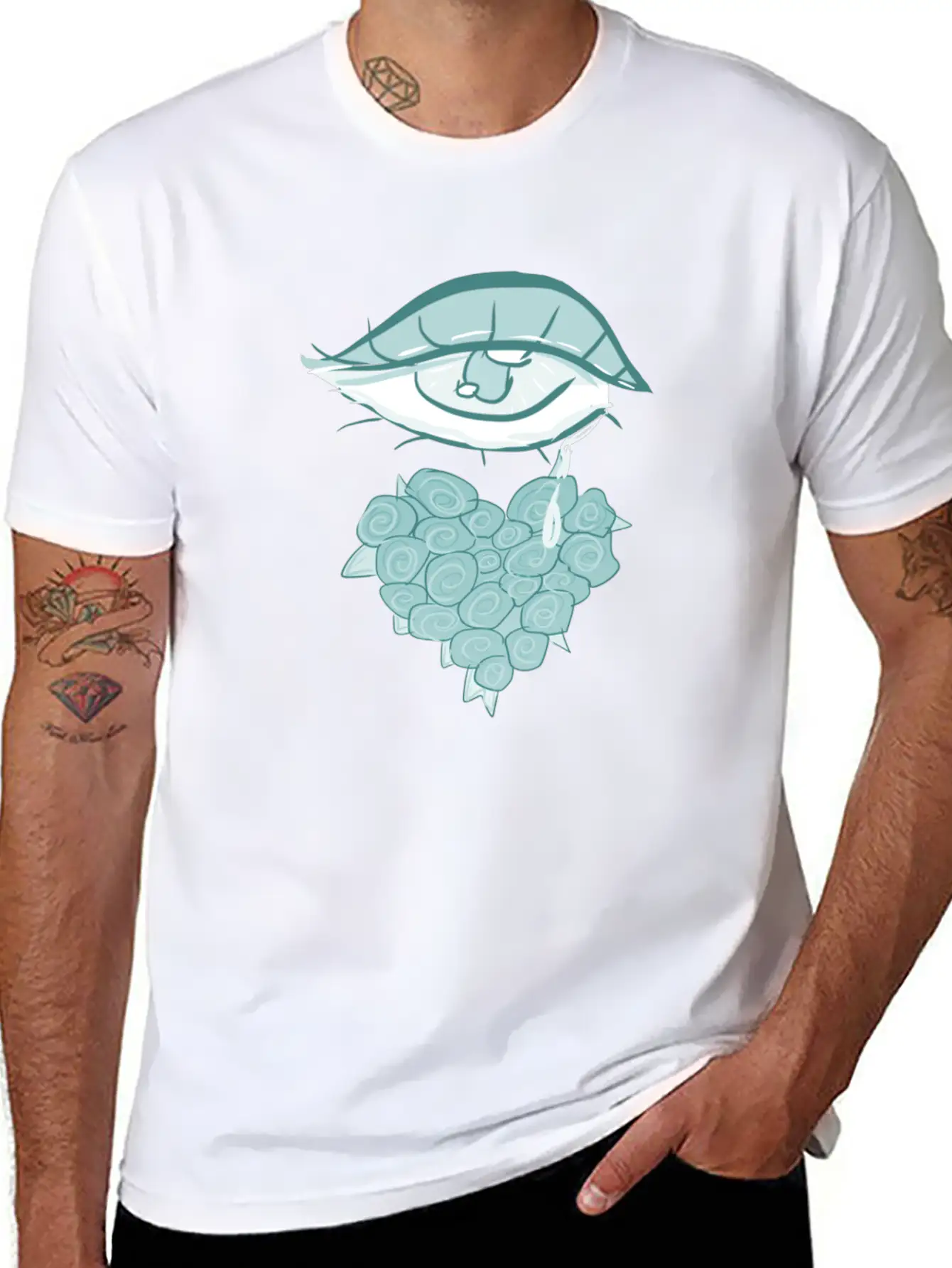 Mourning Flowers Tears Roses Heart Eye Essential Cotton Tee For Daily Outfits – Unisex Style