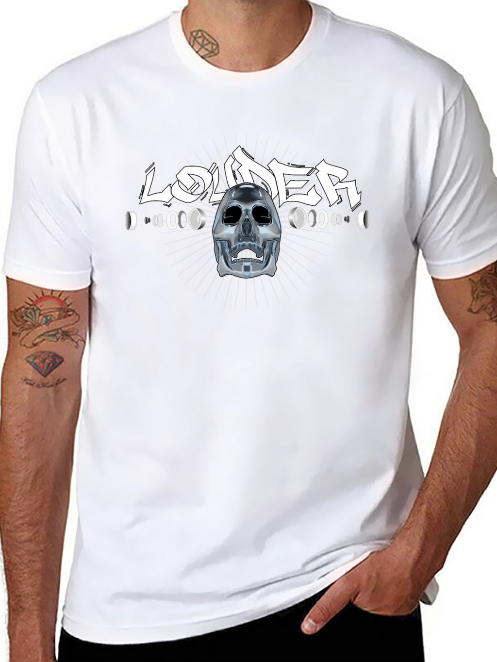 Louder Black T-Shirt with Skull Design