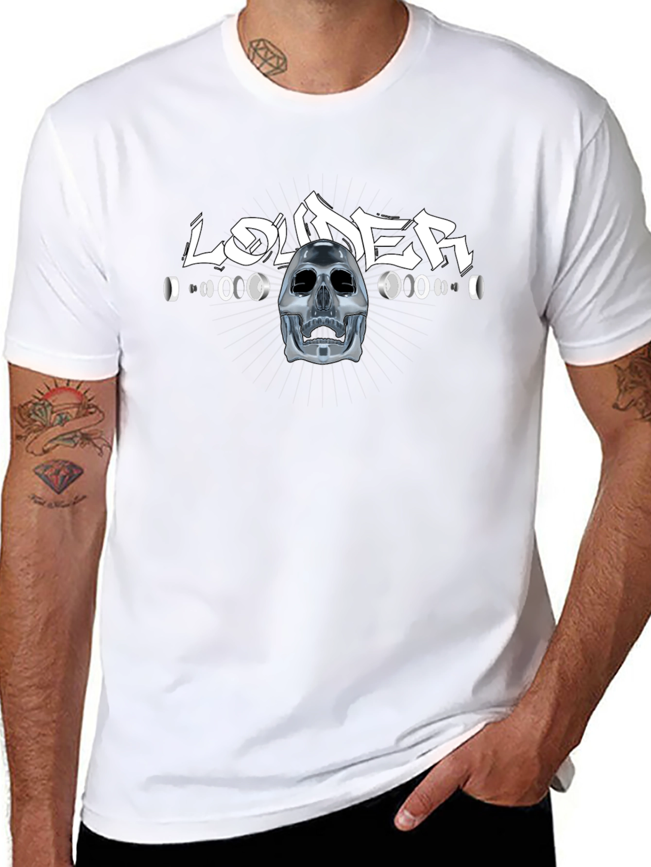 Louder Black T-Shirt with Skull Design