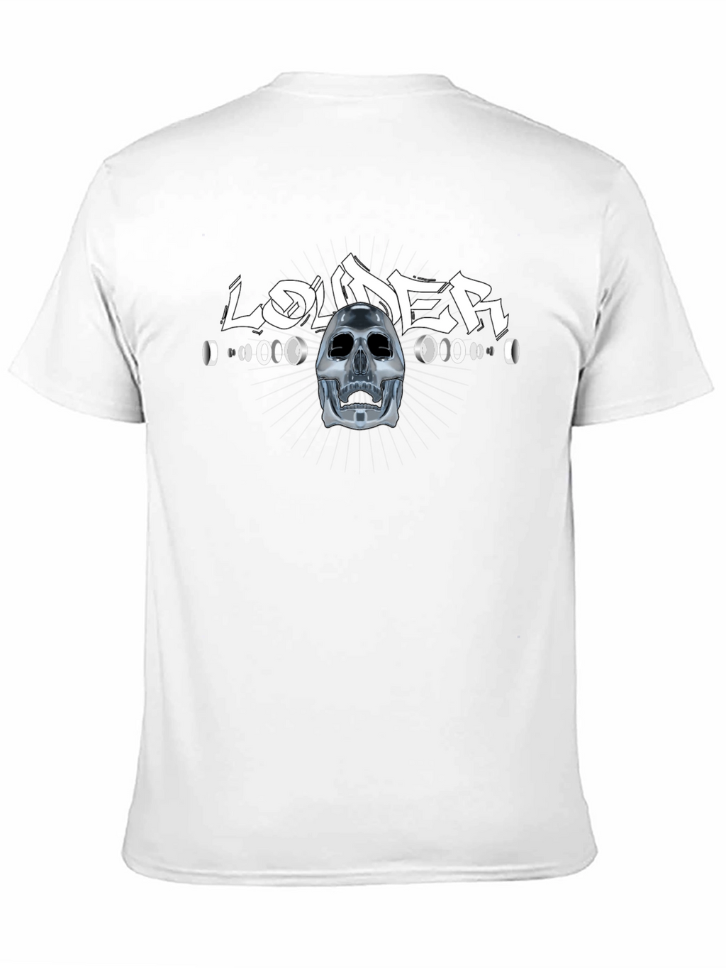 Louder Black T-Shirt with Skull Design