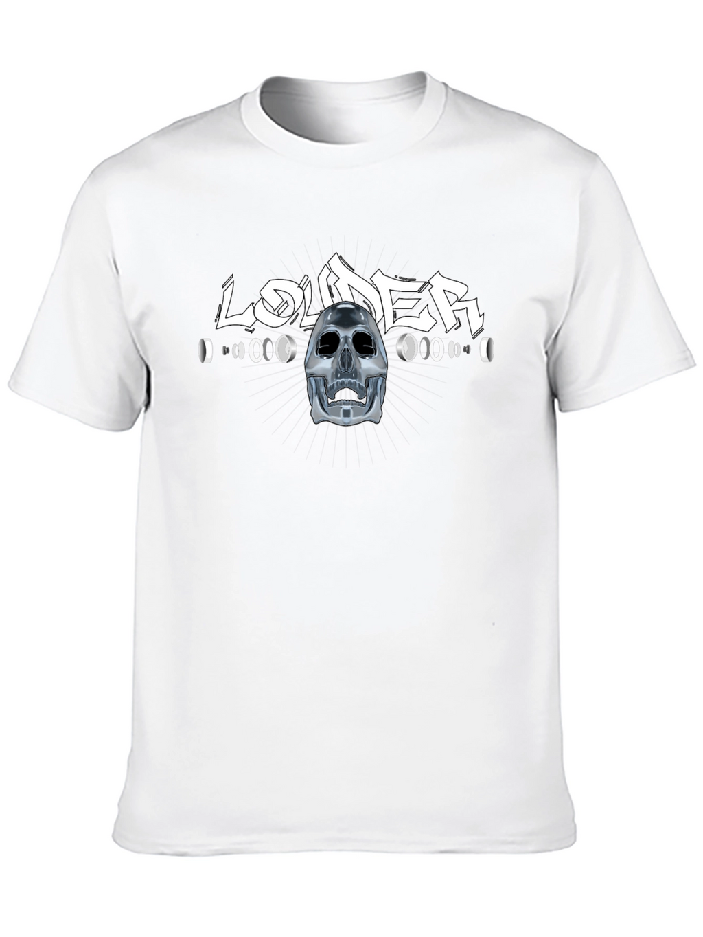 Louder Black T-Shirt with Skull Design