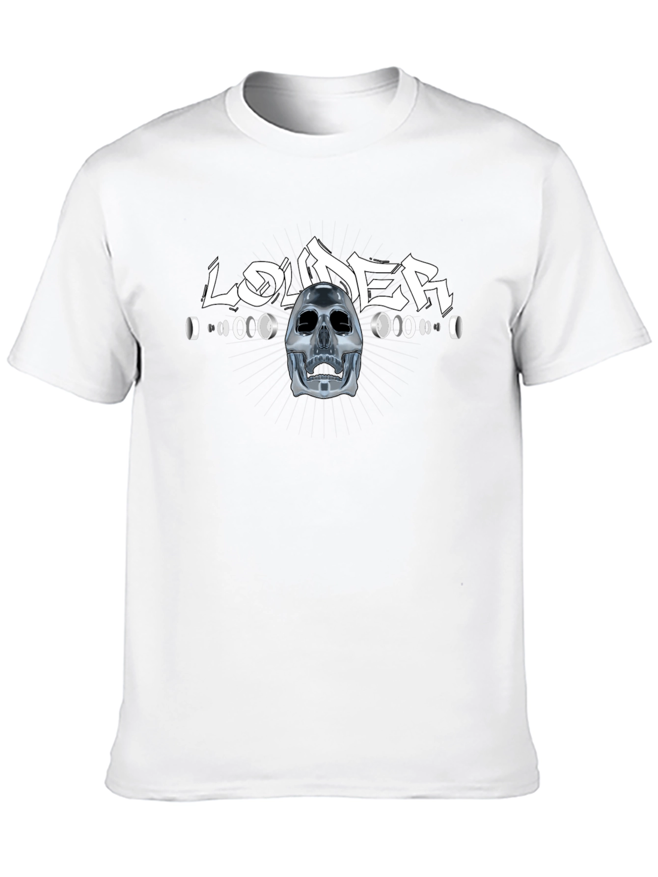 Louder Black T-Shirt with Skull Design