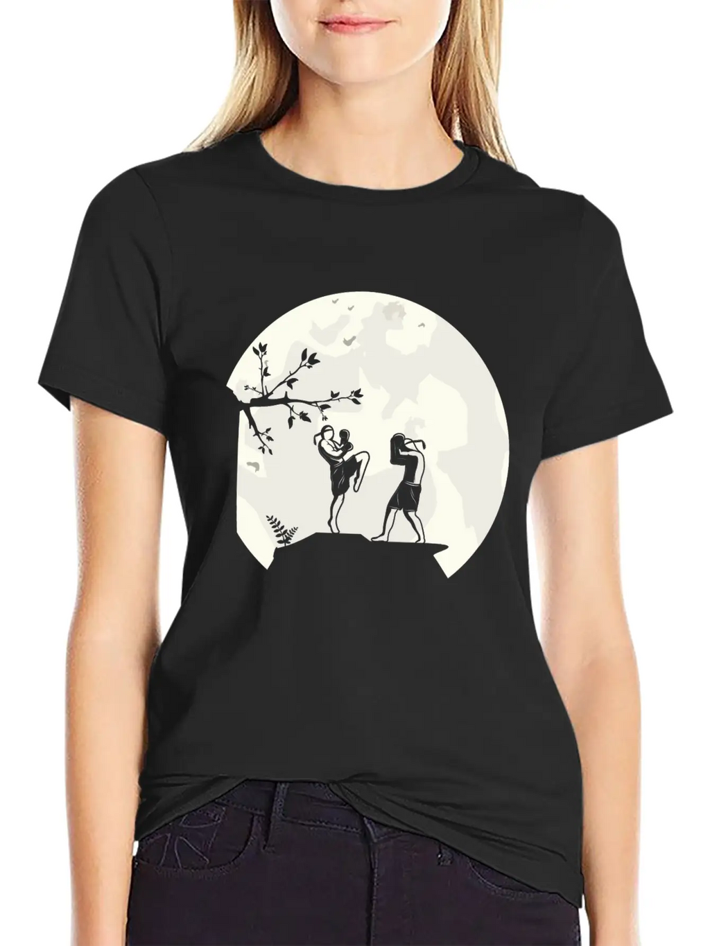 Muay Thai Thaiboxing Fighter Fight Moon For Men Basic Graphic T-Shirt – Daily Comfort In Soft Cotton