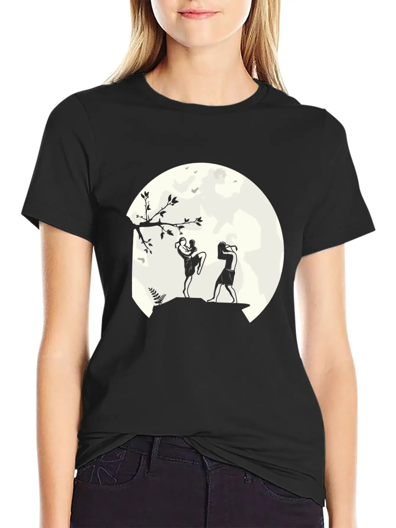 Muay Thai Thaiboxing Fighter Fight Moon For Men Basic Graphic T-Shirt – Daily Comfort In Soft Cotton