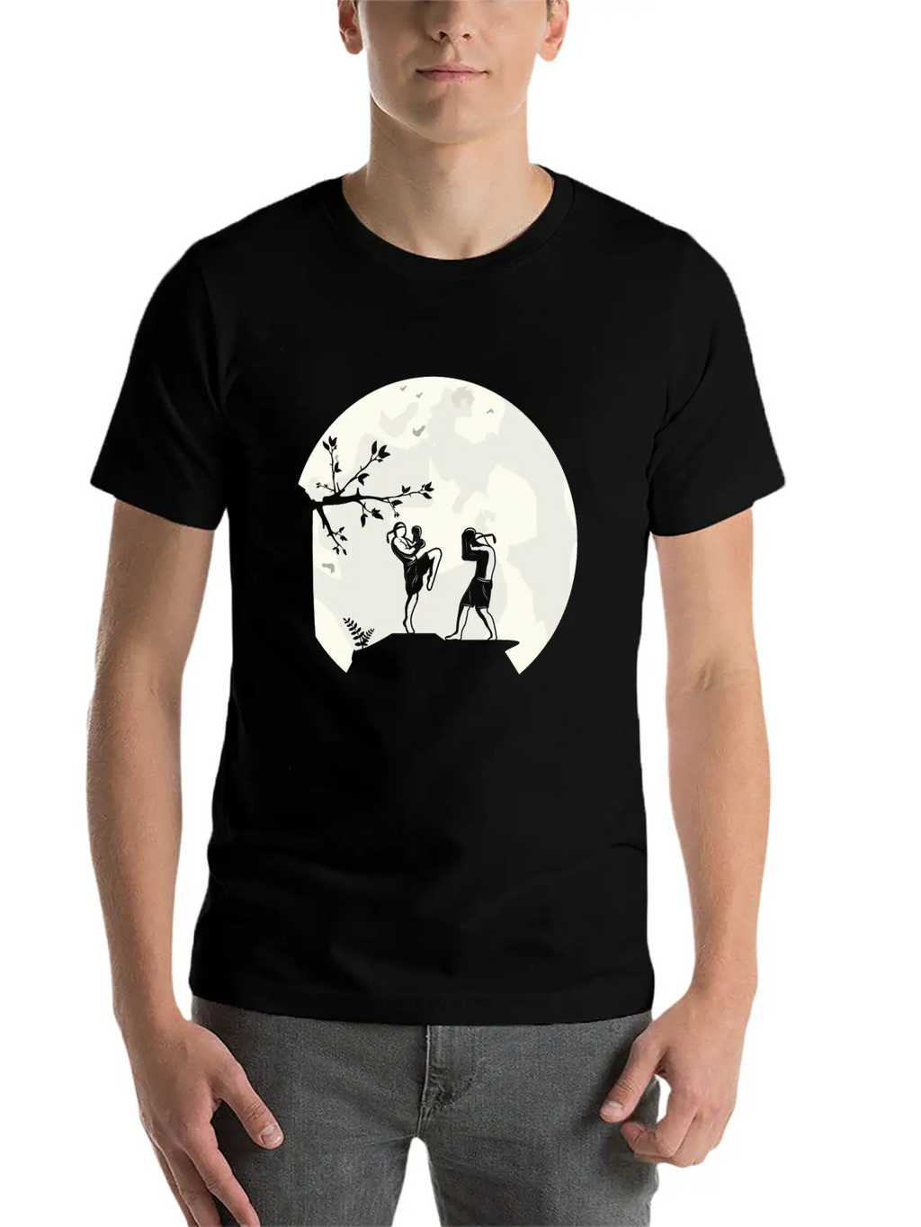 Muay Thai Thaiboxing Fighter Fight Moon For Men Basic Graphic T-Shirt – Daily Comfort In Soft Cotton