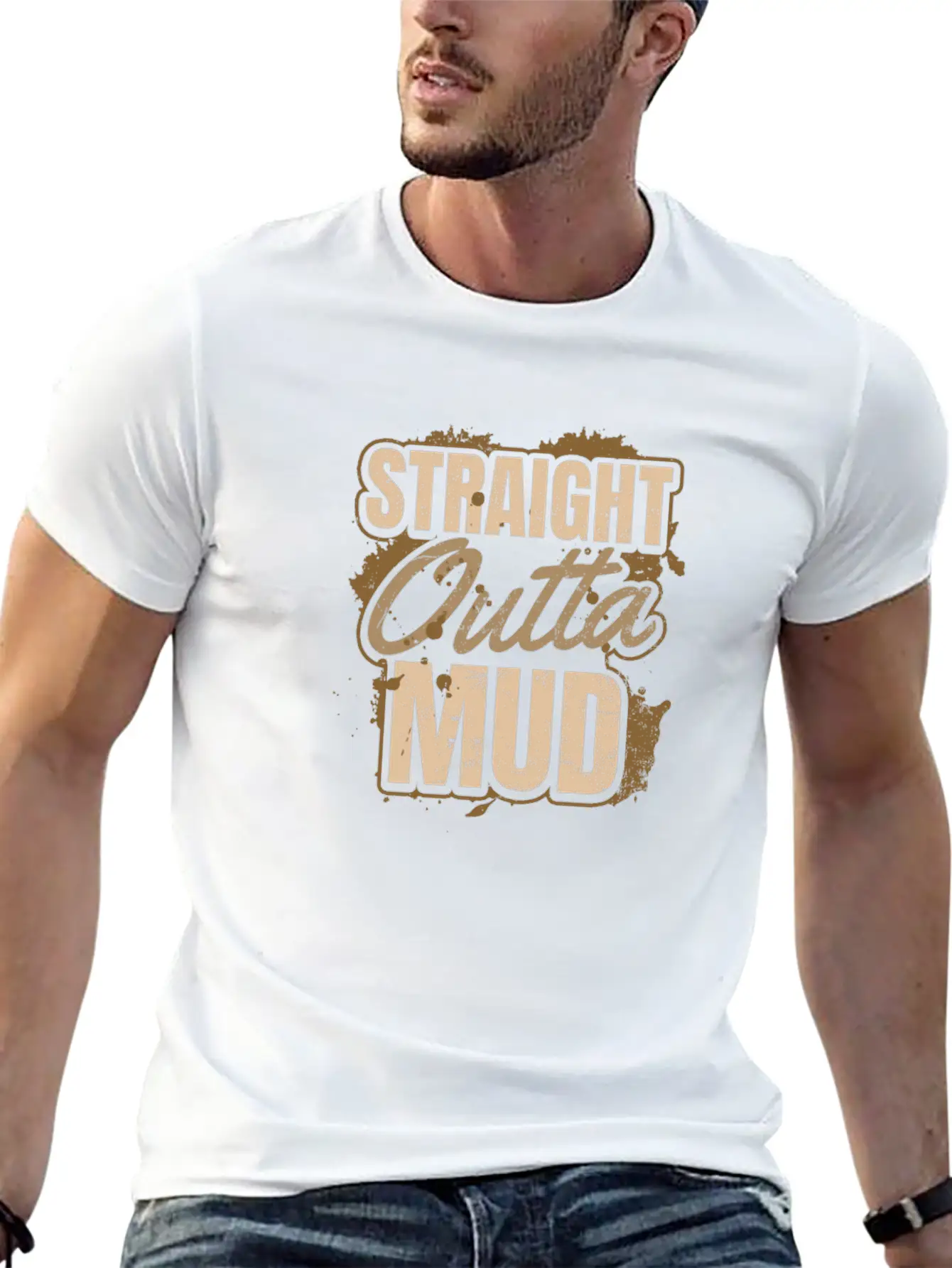 Mud Run Straight Outta Mud Gift Breathable Soft Cotton T-Shirt – Timeless Casual Look