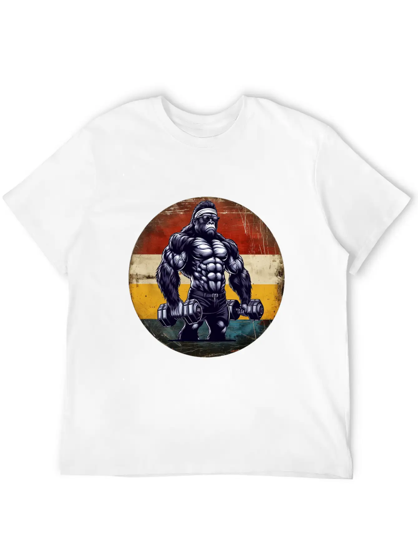 Muscular Gorilla Bodybuilder Gym Workout Sunset Stylish Everyday T-Shirt – Unisex Basic Cotton Tee