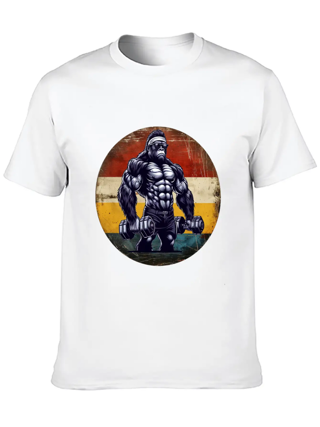 Muscular Gorilla Bodybuilder Gym Workout Sunset Stylish Everyday T-Shirt – Unisex Basic Cotton Tee