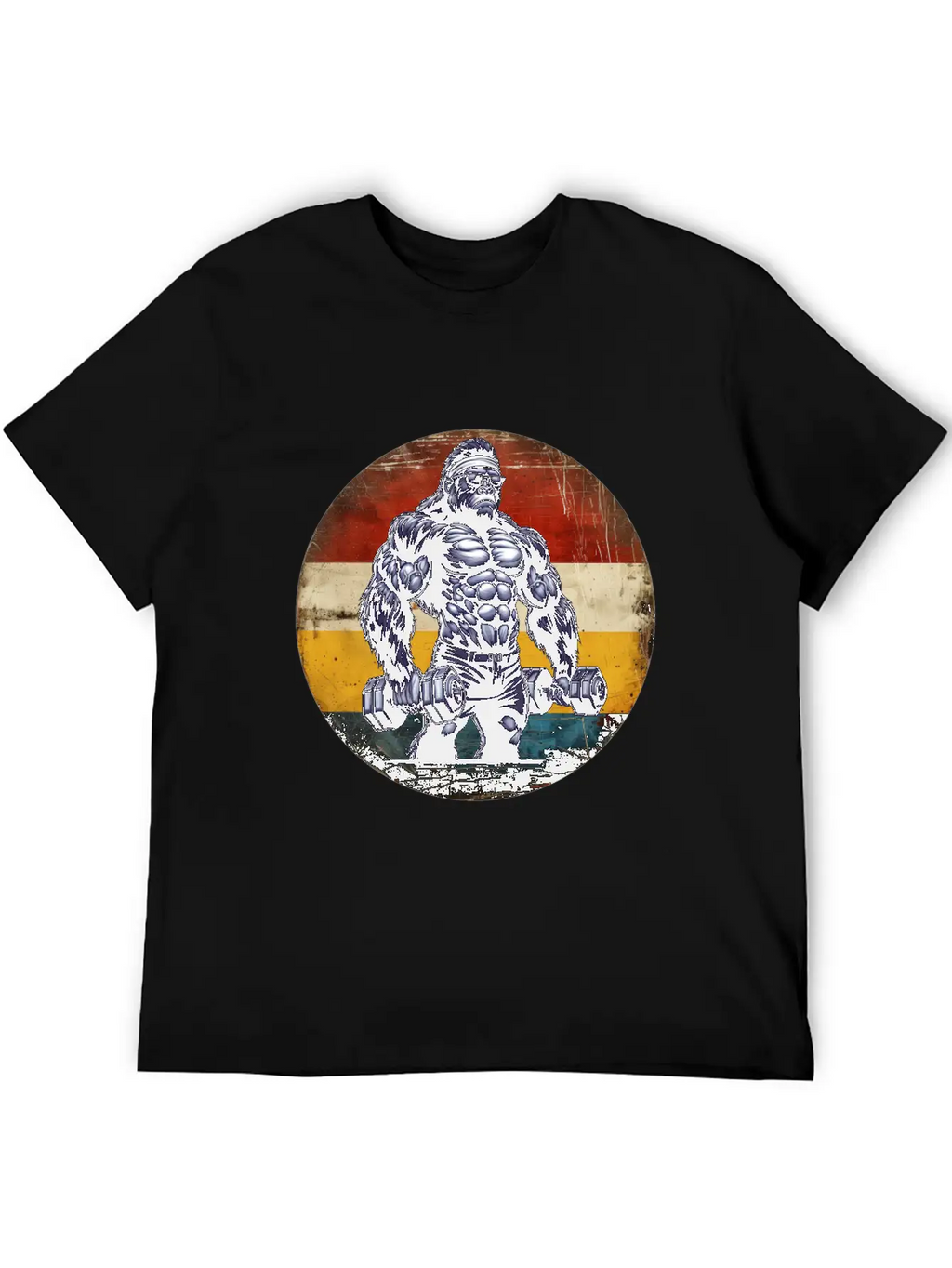 Muscular Gorilla Bodybuilder Gym Workout Sunset Stylish Everyday T-Shirt – Unisex Basic Cotton Tee