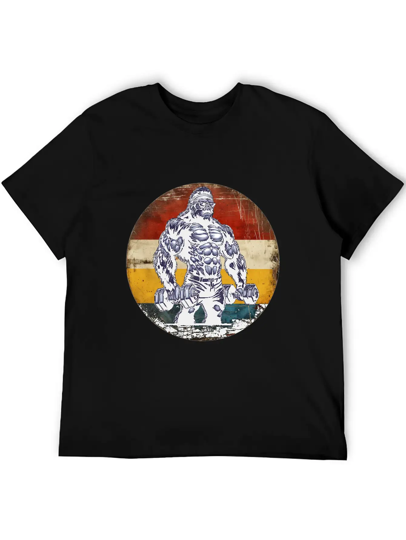 Muscular Gorilla Bodybuilder Gym Workout Sunset Stylish Everyday T-Shirt – Unisex Basic Cotton Tee