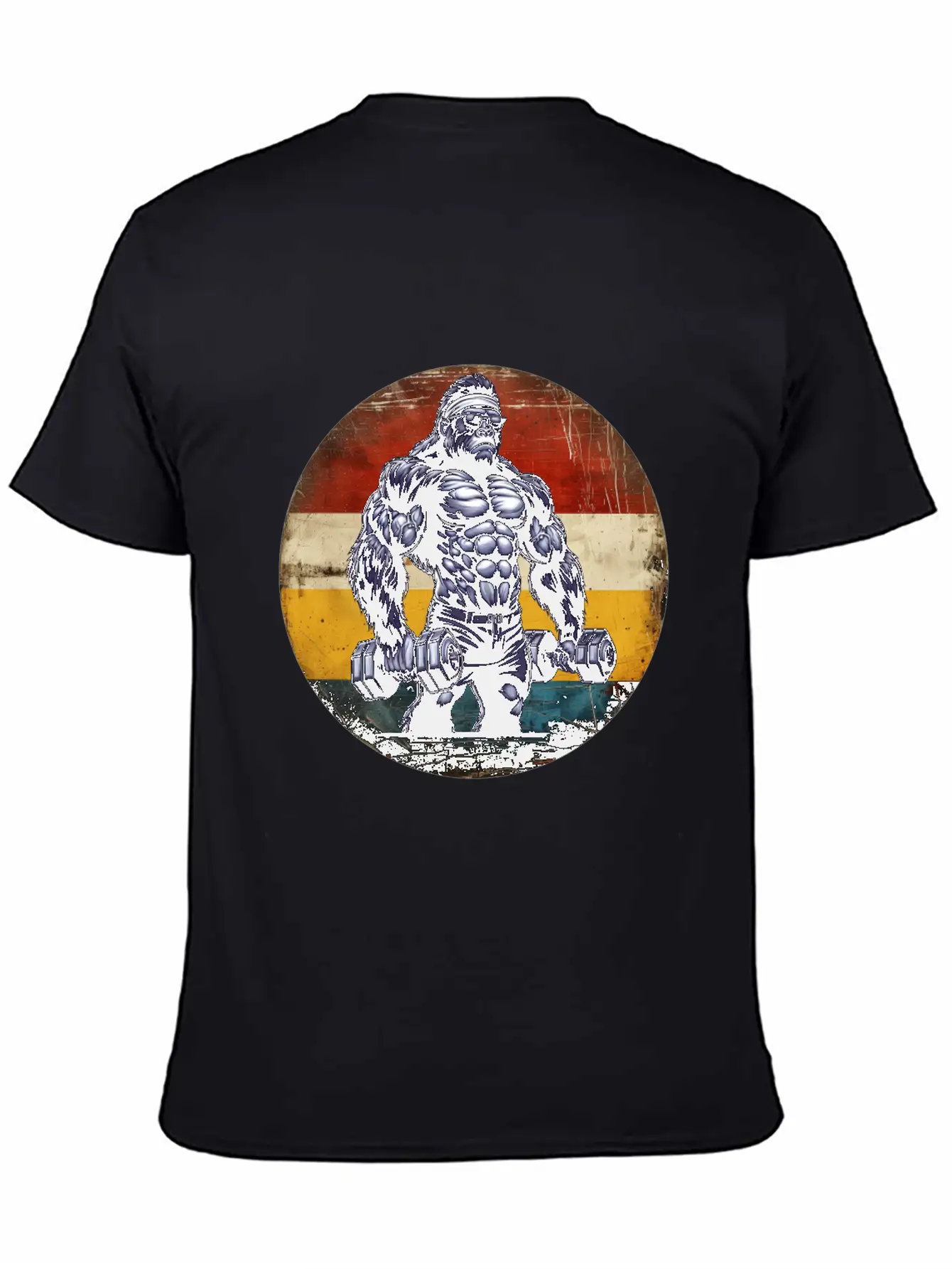 Muscular Gorilla Bodybuilder Gym Workout Sunset Stylish Everyday T-Shirt – Unisex Basic Cotton Tee