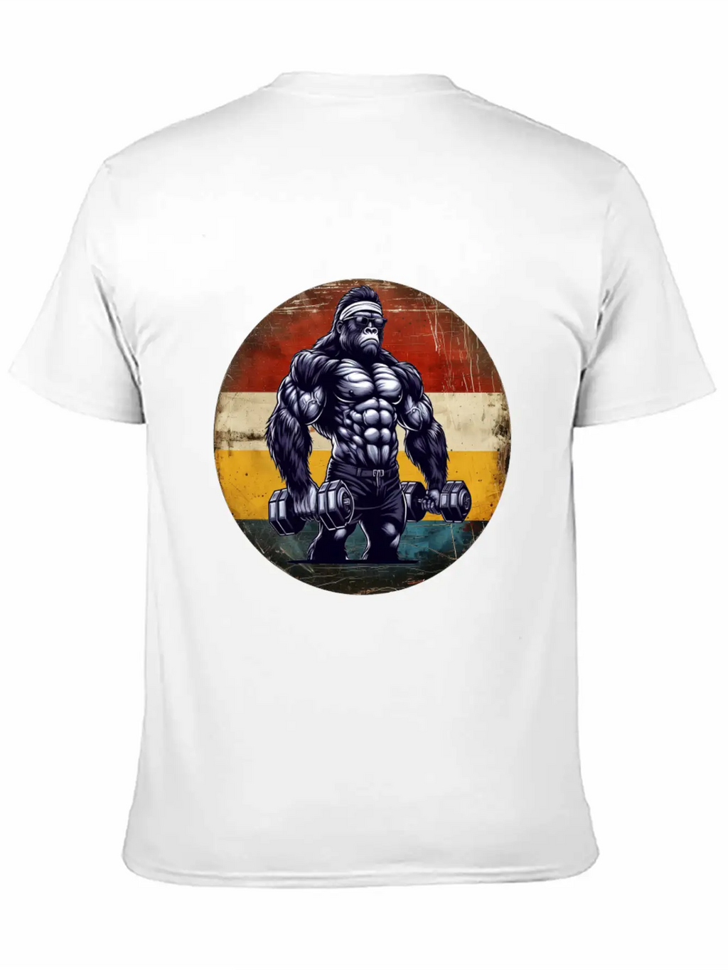 Muscular Gorilla Bodybuilder Gym Workout Sunset Stylish Everyday T-Shirt – Unisex Basic Cotton Tee