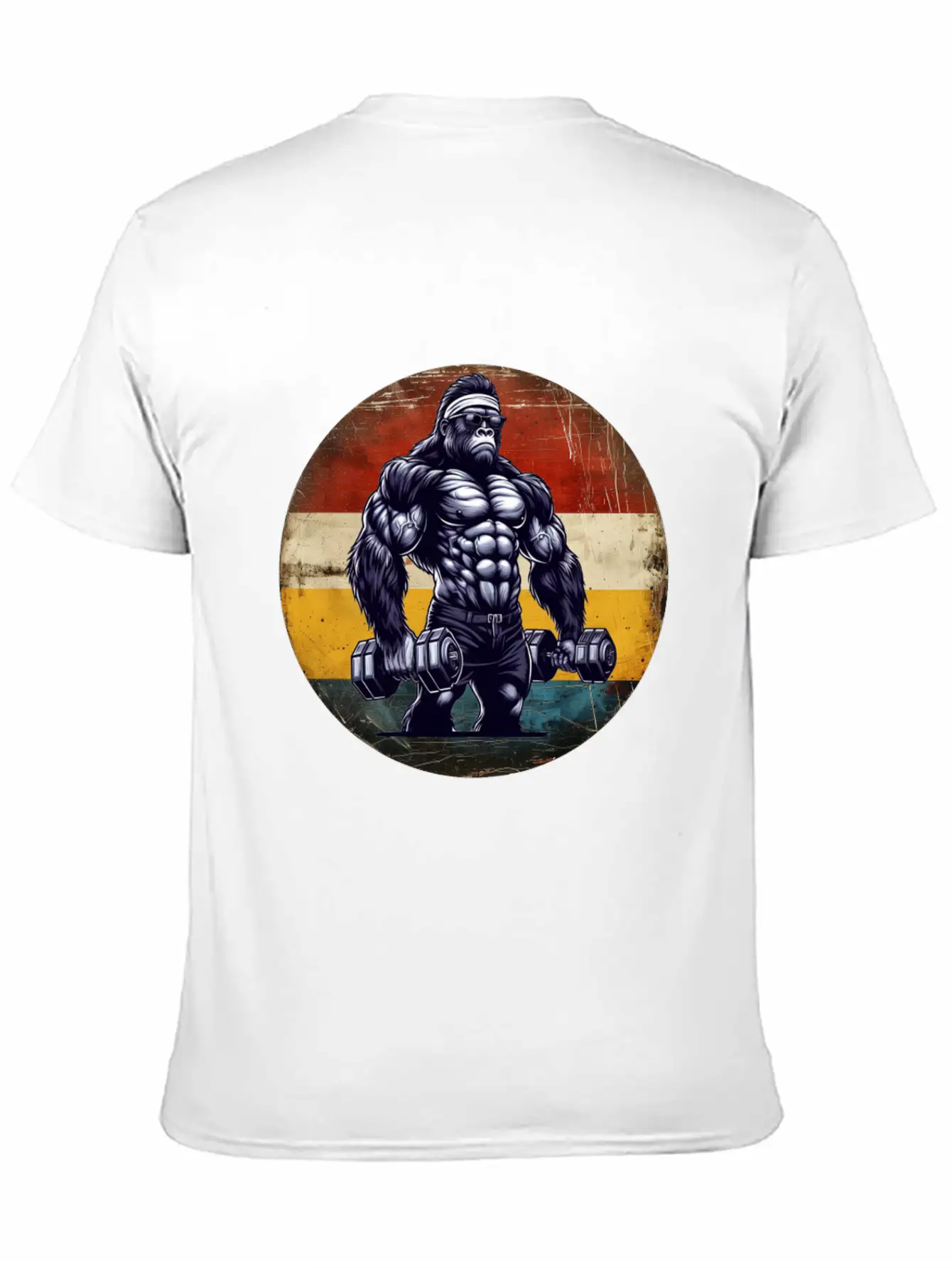 Muscular Gorilla Bodybuilder Gym Workout Sunset Stylish Everyday T-Shirt – Unisex Basic Cotton Tee
