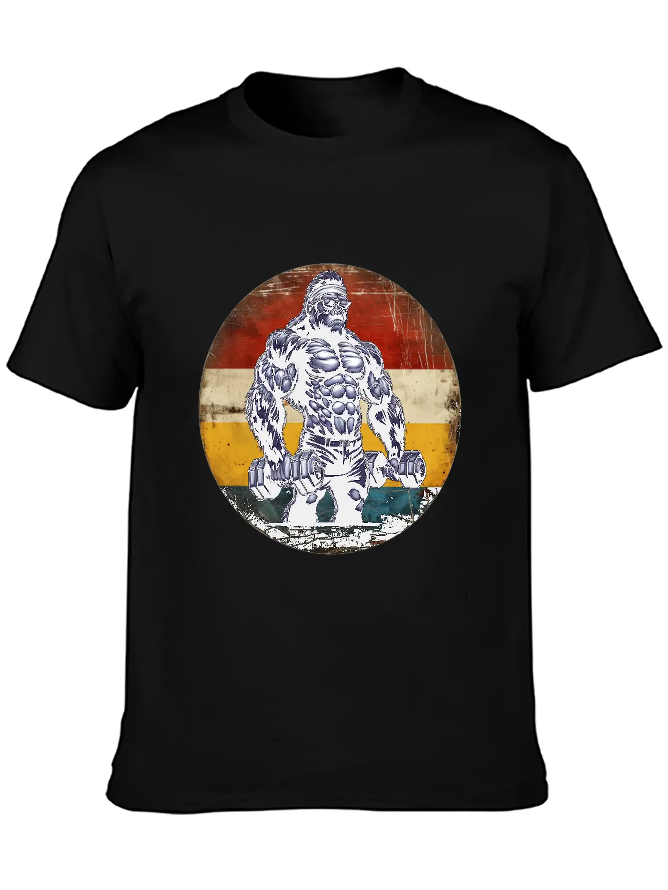 Muscular Gorilla Bodybuilder Gym Workout Sunset Stylish Everyday T-Shirt – Unisex Basic Cotton Tee