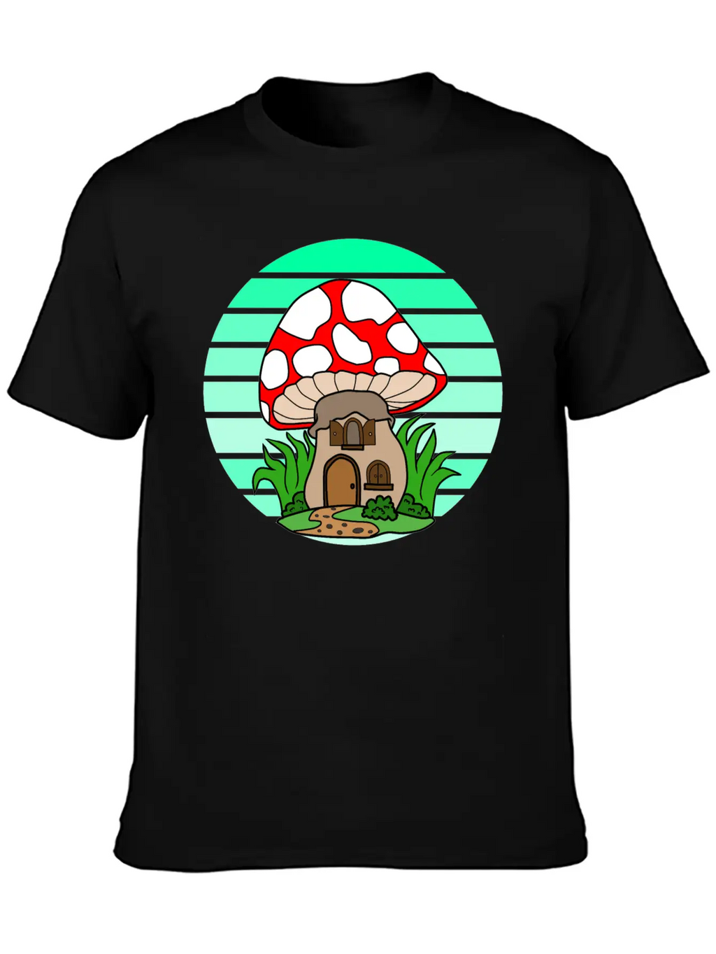 Mushroom House Sunset Stylish Everyday T-Shirt – Unisex Basic Cotton Tee