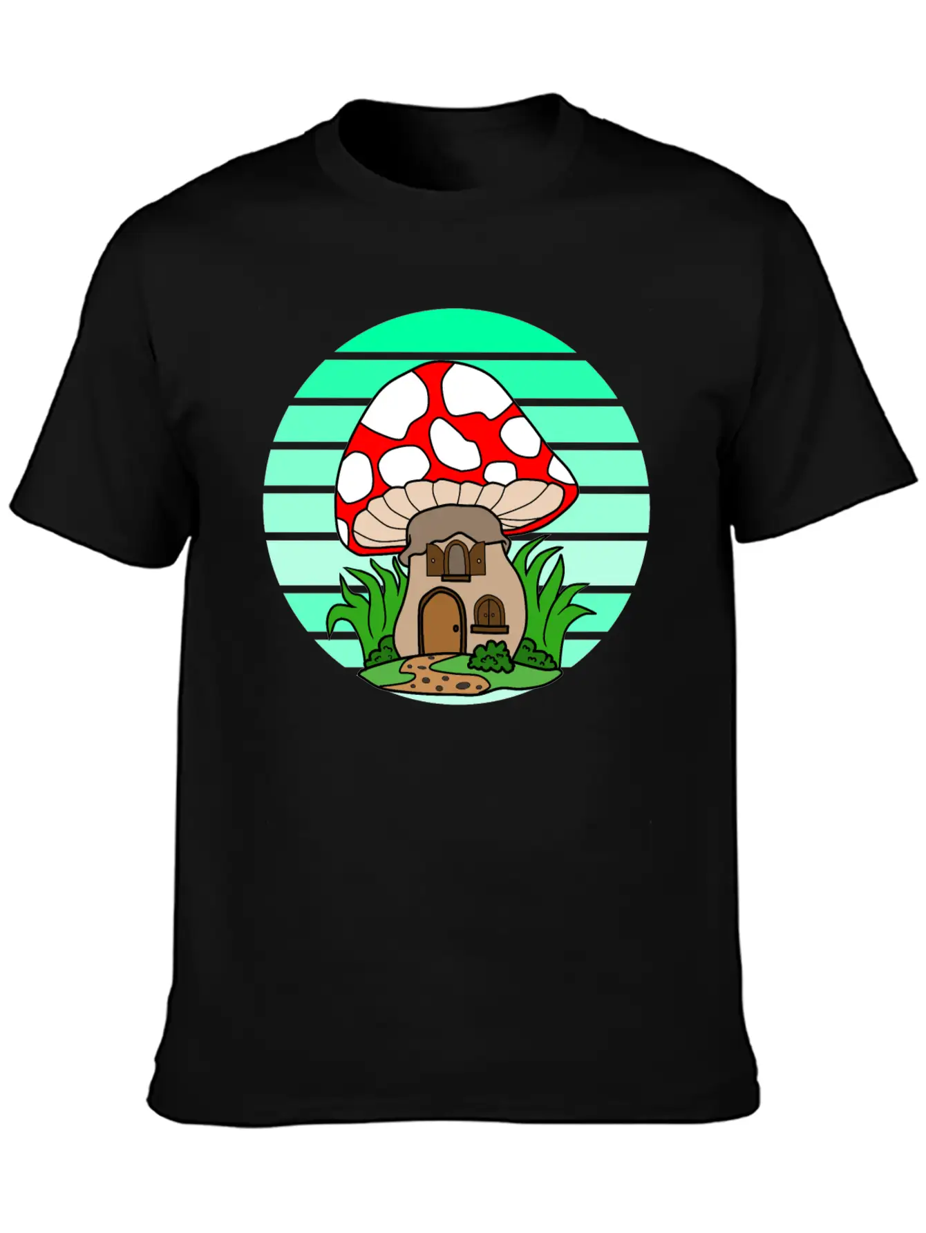 Mushroom House Sunset Stylish Everyday T-Shirt – Unisex Basic Cotton Tee