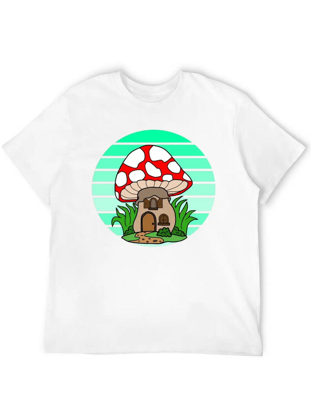 Mushroom House Sunset Stylish Everyday T-Shirt – Unisex Basic Cotton Tee