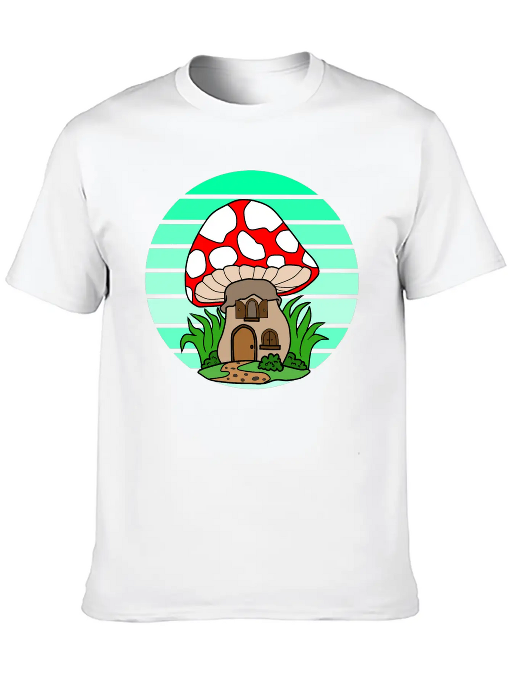 Mushroom House Sunset Stylish Everyday T-Shirt – Unisex Basic Cotton Tee