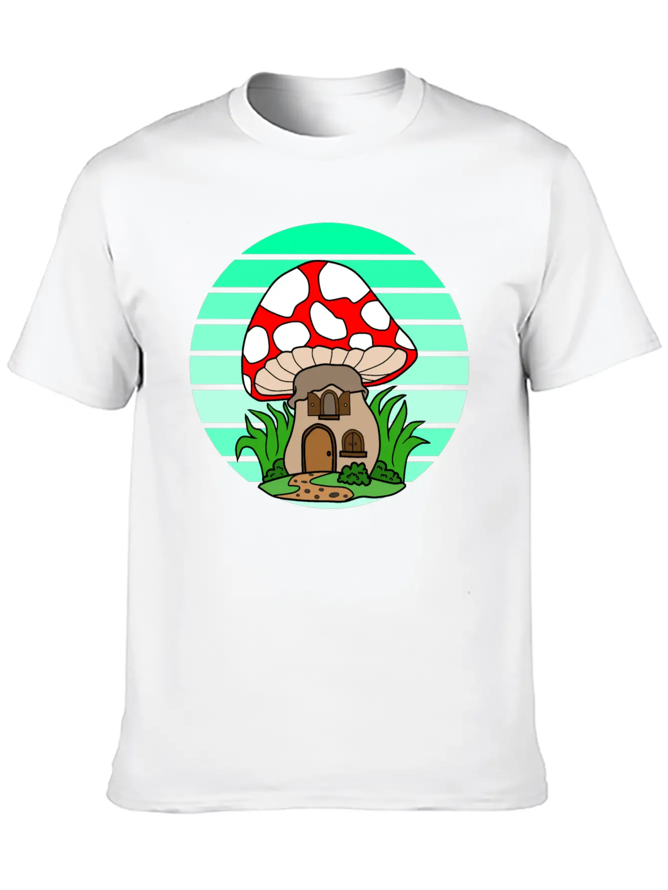 Mushroom House Sunset Stylish Everyday T-Shirt – Unisex Basic Cotton Tee