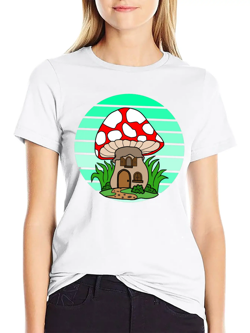 Mushroom House Sunset Stylish Everyday T-Shirt – Unisex Basic Cotton Tee