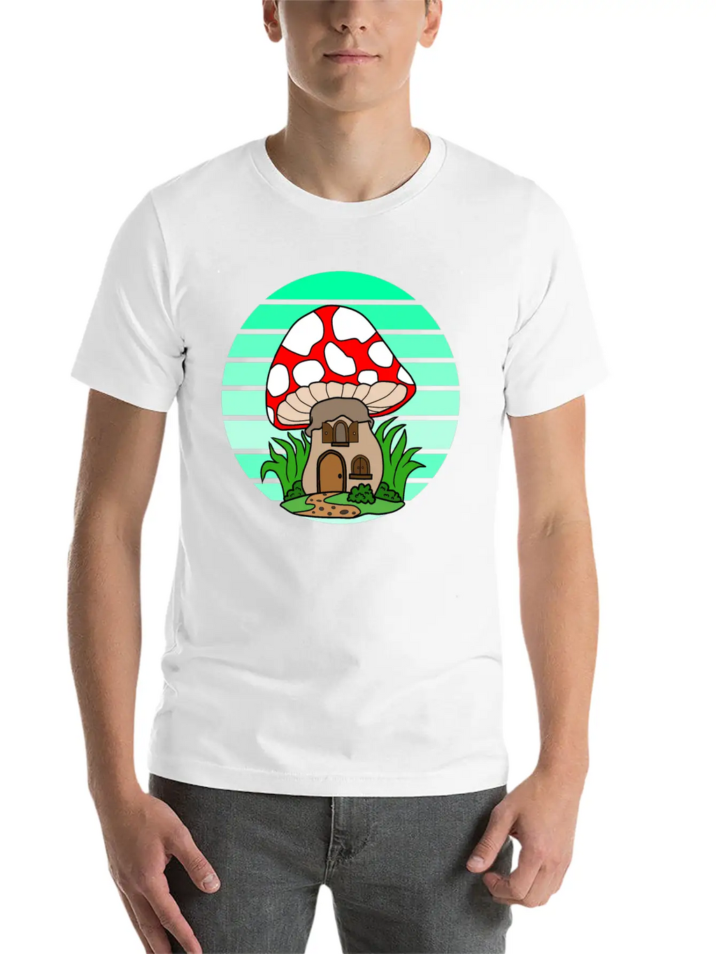 Mushroom House Sunset Stylish Everyday T-Shirt – Unisex Basic Cotton Tee