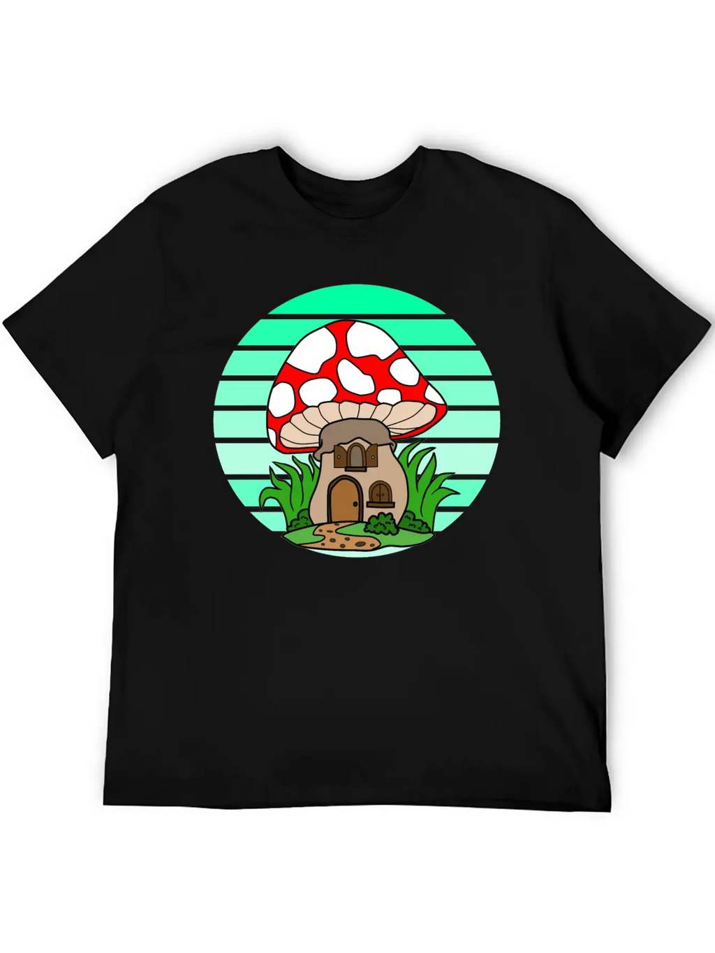 Mushroom House Sunset Stylish Everyday T-Shirt – Unisex Basic Cotton Tee