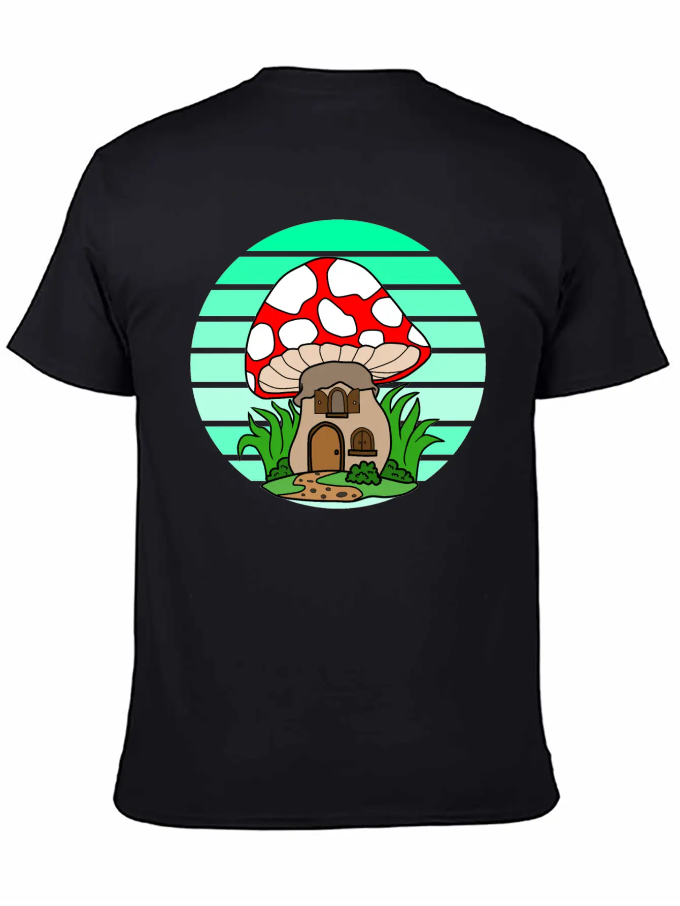 Mushroom House Sunset Stylish Everyday T-Shirt – Unisex Basic Cotton Tee
