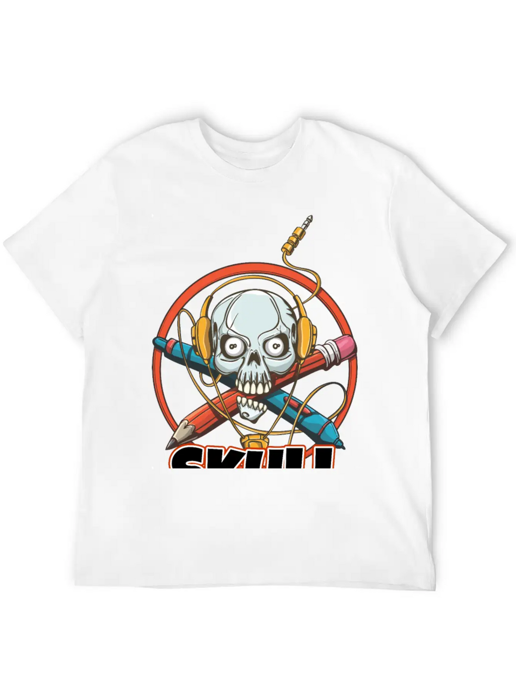 Music And Skulls Breathable Soft Cotton T-Shirt – Timeless Casual Look