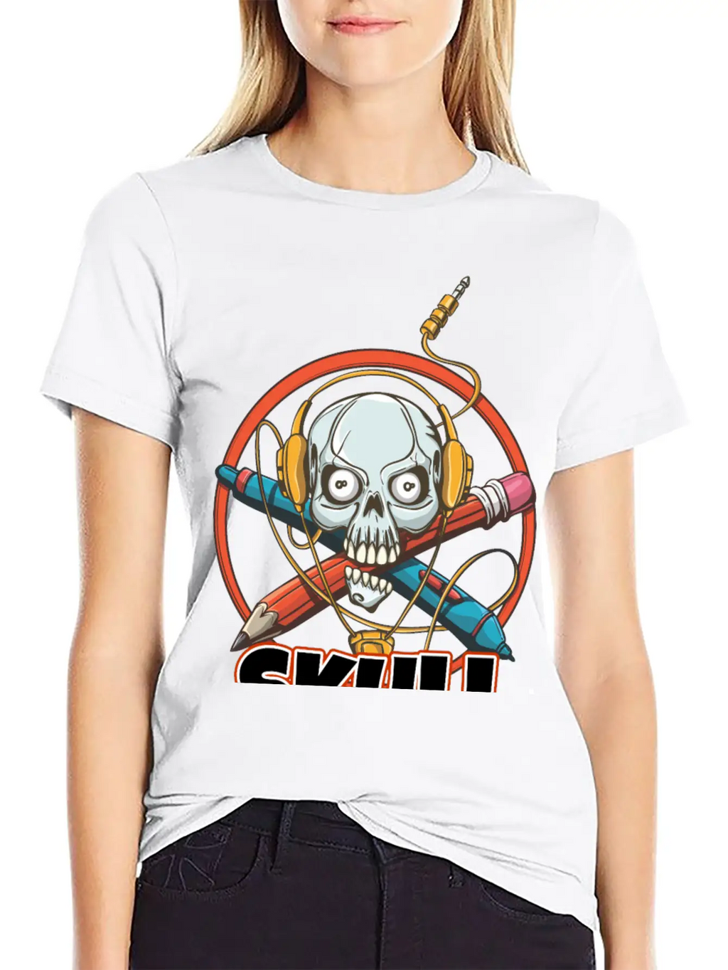Music And Skulls Breathable Soft Cotton T-Shirt – Timeless Casual Look