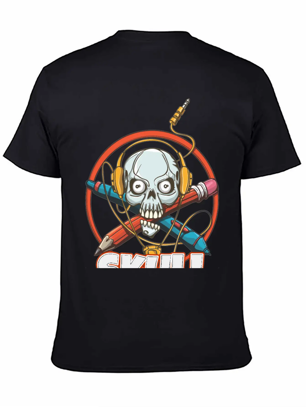 Music And Skulls Breathable Soft Cotton T-Shirt – Timeless Casual Look