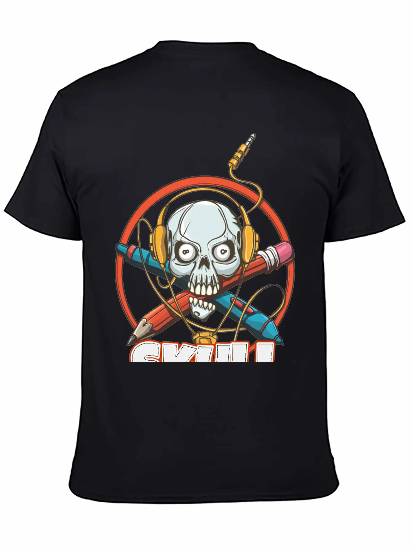Music And Skulls Breathable Soft Cotton T-Shirt – Timeless Casual Look