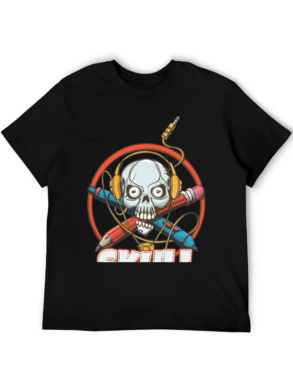 Music And Skulls Breathable Soft Cotton T-Shirt – Timeless Casual Look