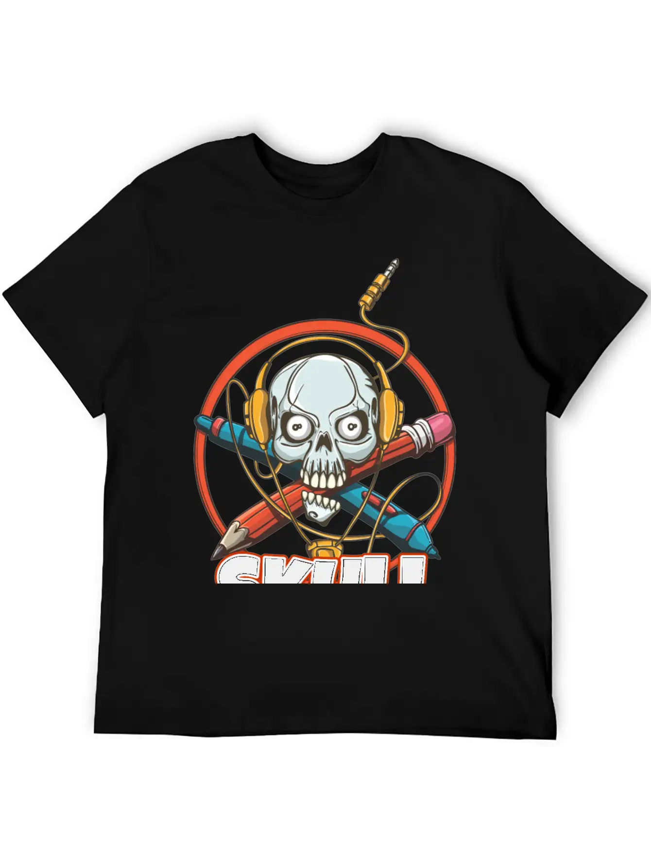 Music And Skulls Breathable Soft Cotton T-Shirt – Timeless Casual Look