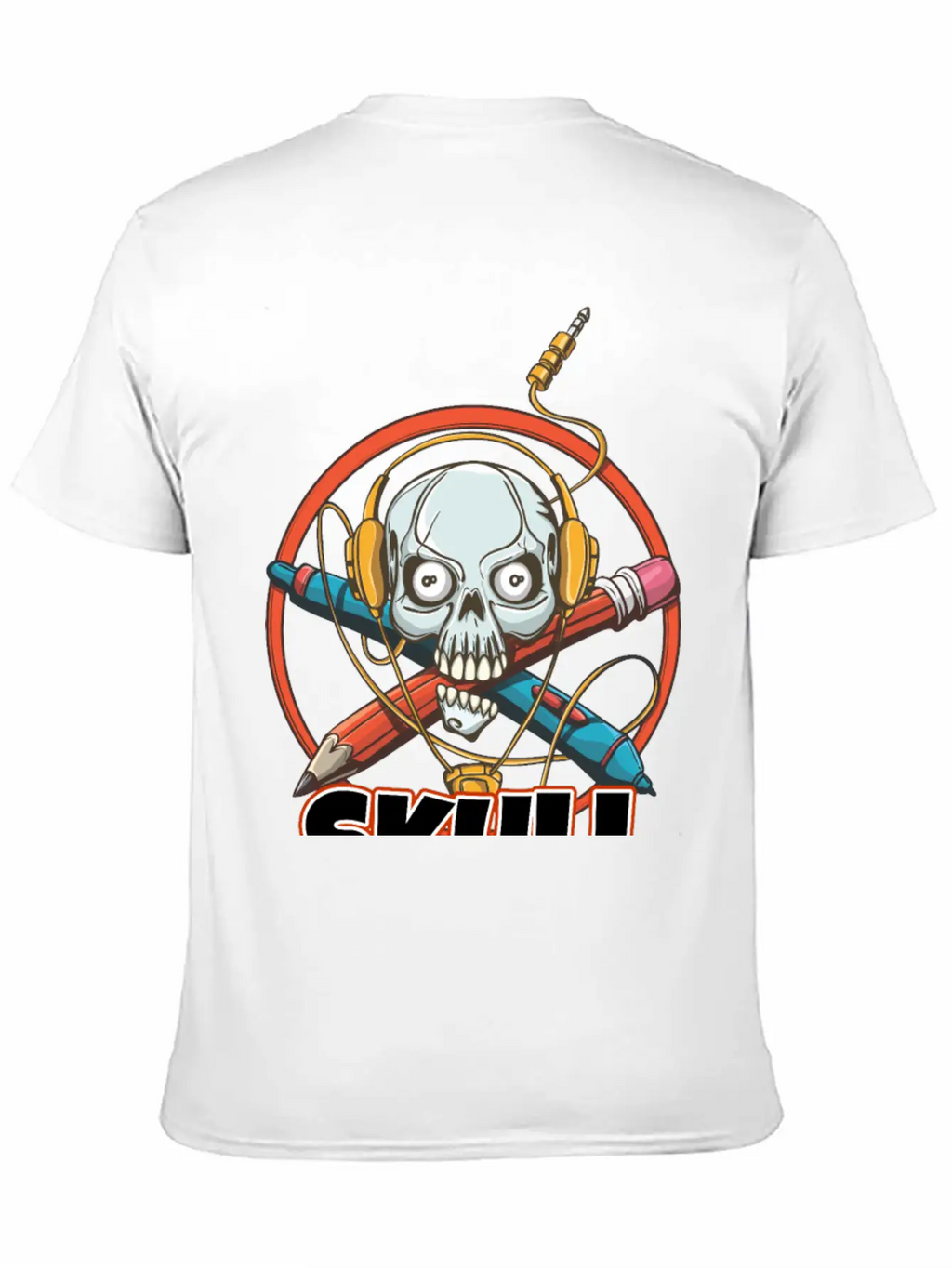 Music And Skulls Breathable Soft Cotton T-Shirt – Timeless Casual Look