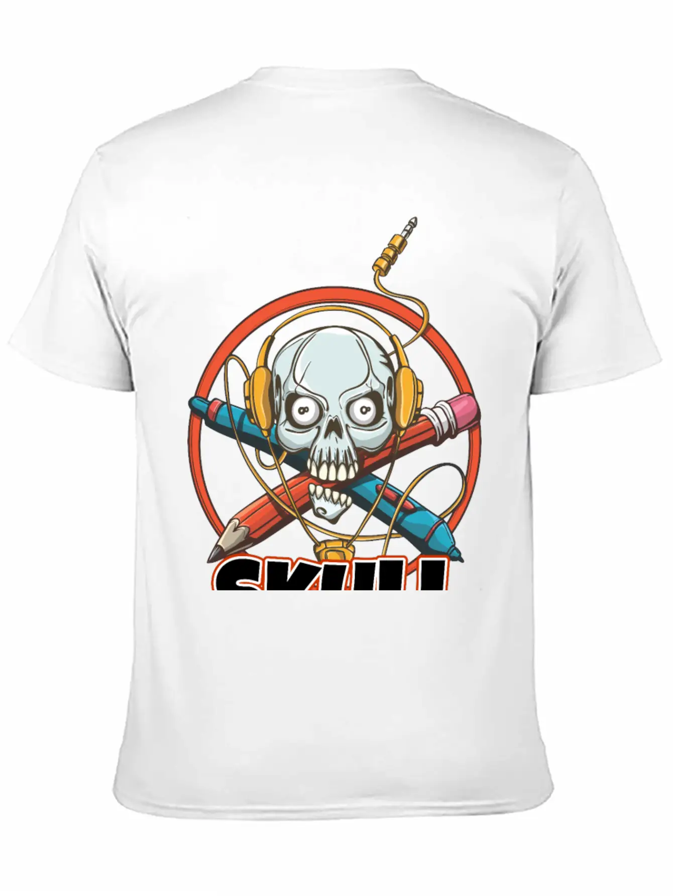 Music And Skulls Breathable Soft Cotton T-Shirt – Timeless Casual Look