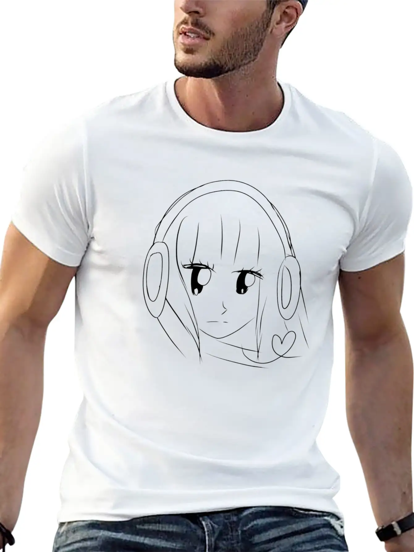 Music Anime Headphones Breathable Graphic T-Shirt – Perfect For Casual Days