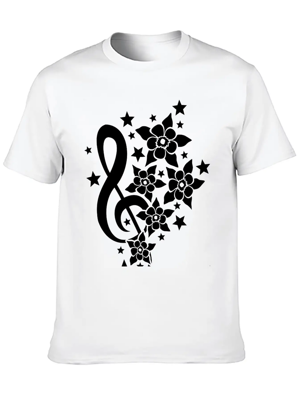 Music Clef Note French Stars Treble Flowers Sound Timeless Short Sleeve Tee – Comfy And Minimalist Design