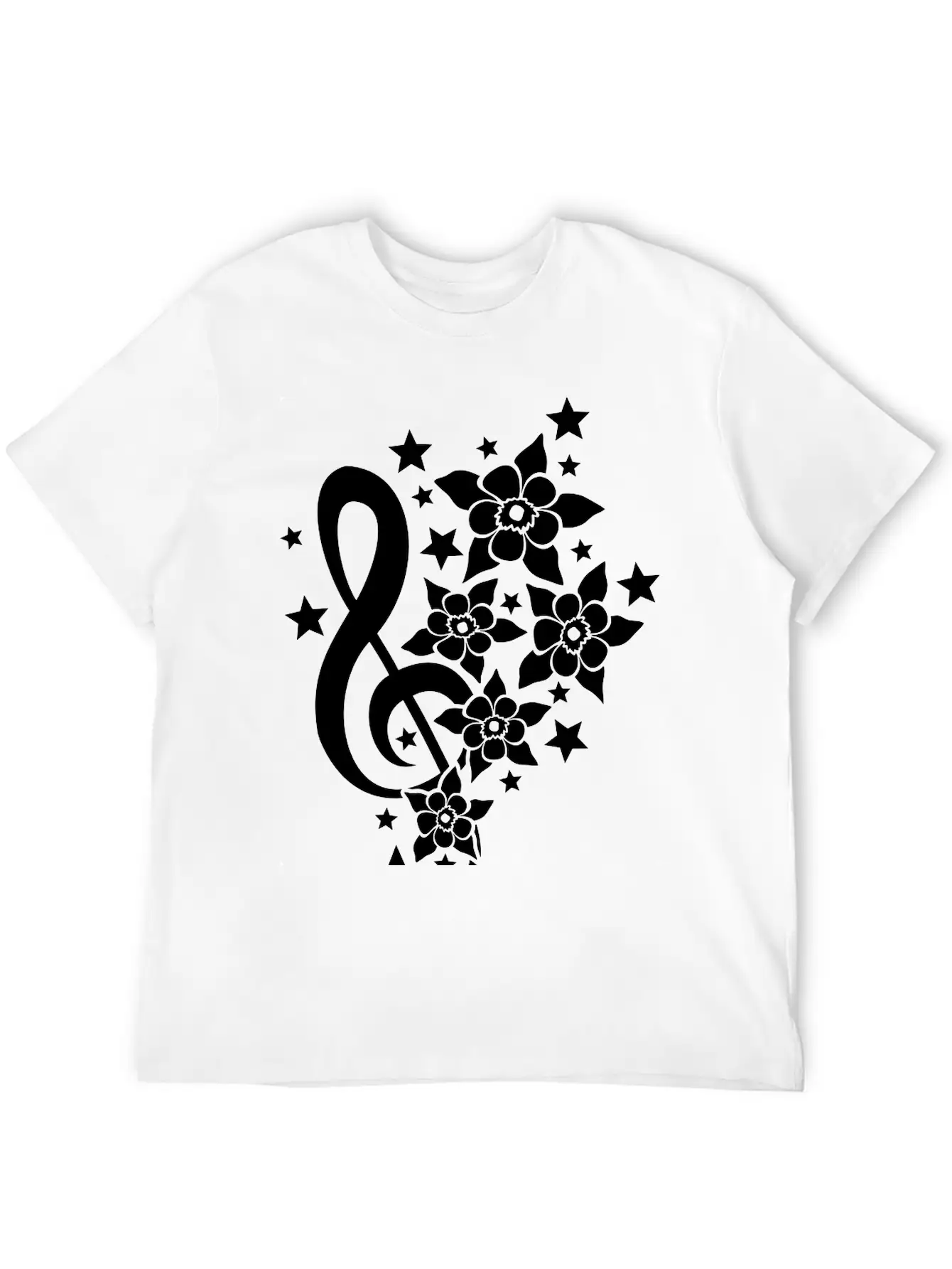Music Clef Note French Stars Treble Flowers Sound Timeless Short Sleeve Tee – Comfy And Minimalist Design