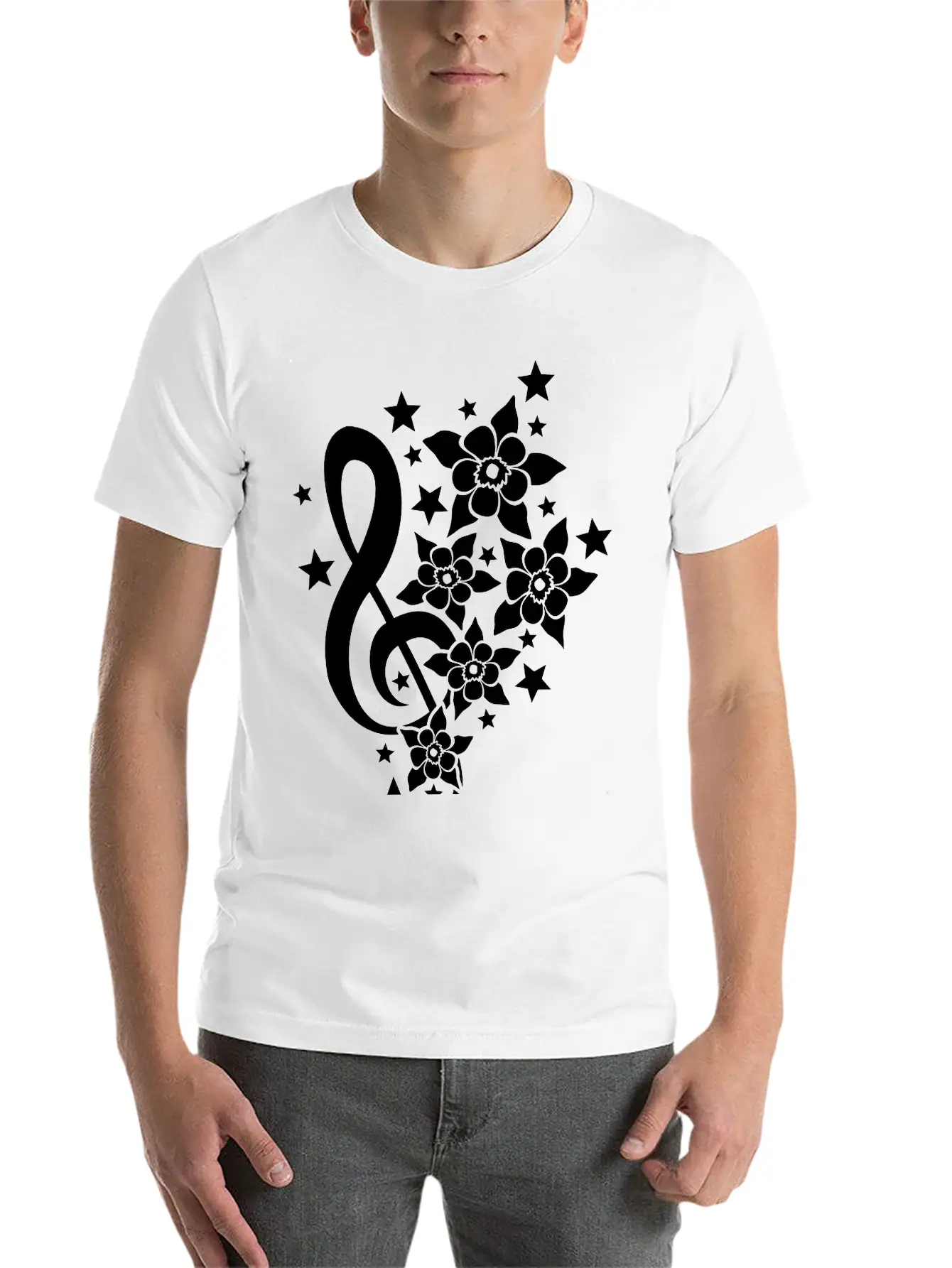 Music Clef Note French Stars Treble Flowers Sound Timeless Short Sleeve Tee – Comfy And Minimalist Design