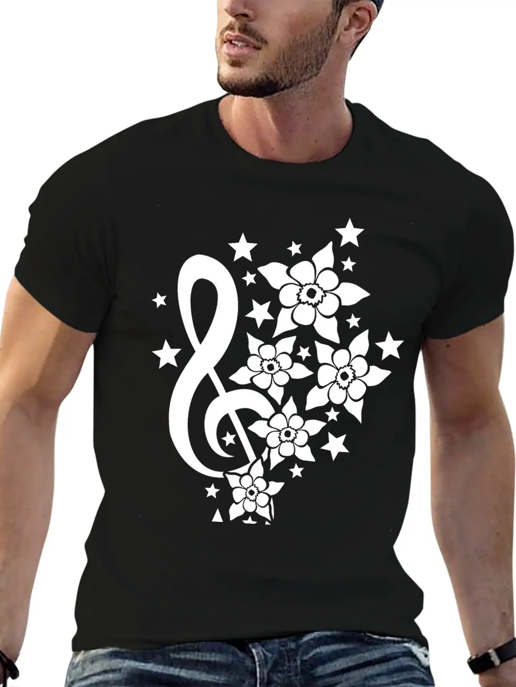 Music Clef Note French Stars Treble Flowers Sound Timeless Short Sleeve Tee – Comfy And Minimalist Design