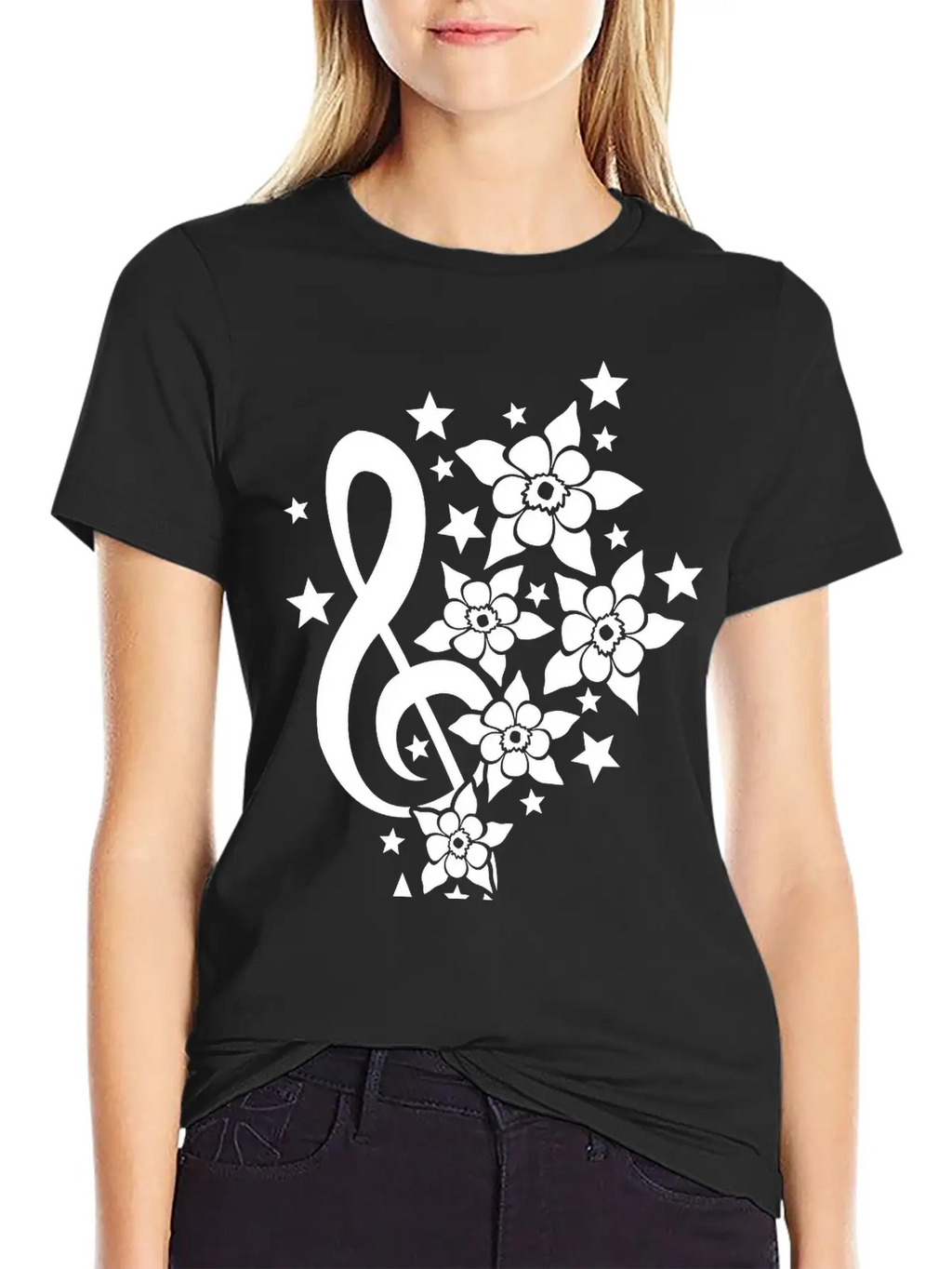Music Clef Note French Stars Treble Flowers Sound Timeless Short Sleeve Tee – Comfy And Minimalist Design